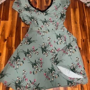 Bebe Mint Green Dress with Black Lace